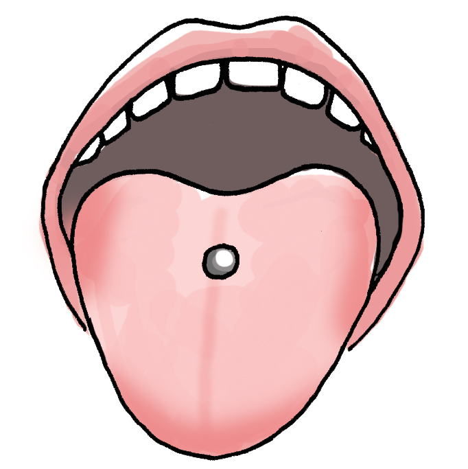 tekening van een mond met uitgestoken tong